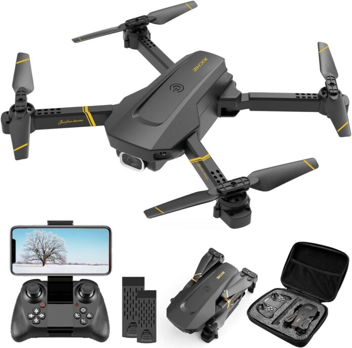 4DV4 Drone with 1080P Camera for Adults Kids,FPV HD Live Video RC Quadcopter Helicopter Toys Gifts,Altitude Hold, Waypoints,3D Flip,Headless Mode,2 Batteries,Carrying Case,Black