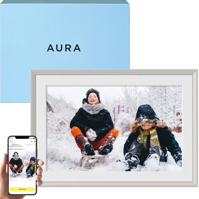 Aura Digital Picture Frame - 10.1" HD Display | Wirecutter's Best Digital Frame for Gifting - Send Photos Directly from Your Phone from Anywhere | Quick & Easy Setup Over WiFi - Free Aura App | Black