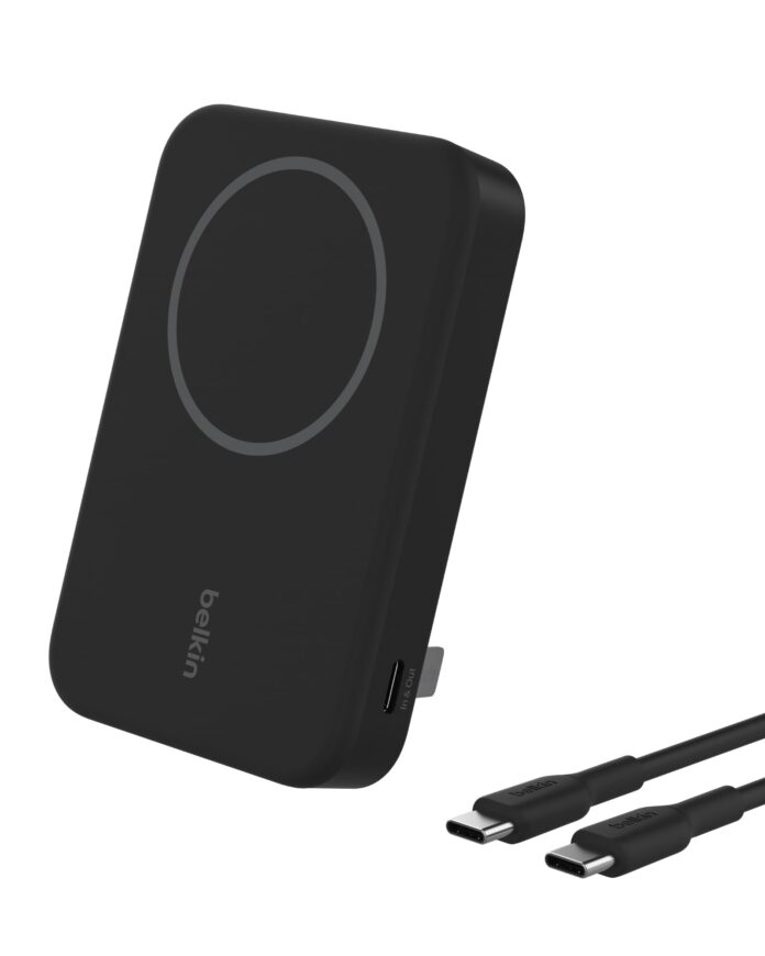 Belkin BoostCharge Pro Wireless Power Bank 5K w/ Qi2, MagSafe Compatible + Built-in Pop-up Kickstand - Compatible w/iPhone 16, 16 Plus, 16 Pro, 16 Pro Max, iPhone 15, iPhone 14, and More - Black