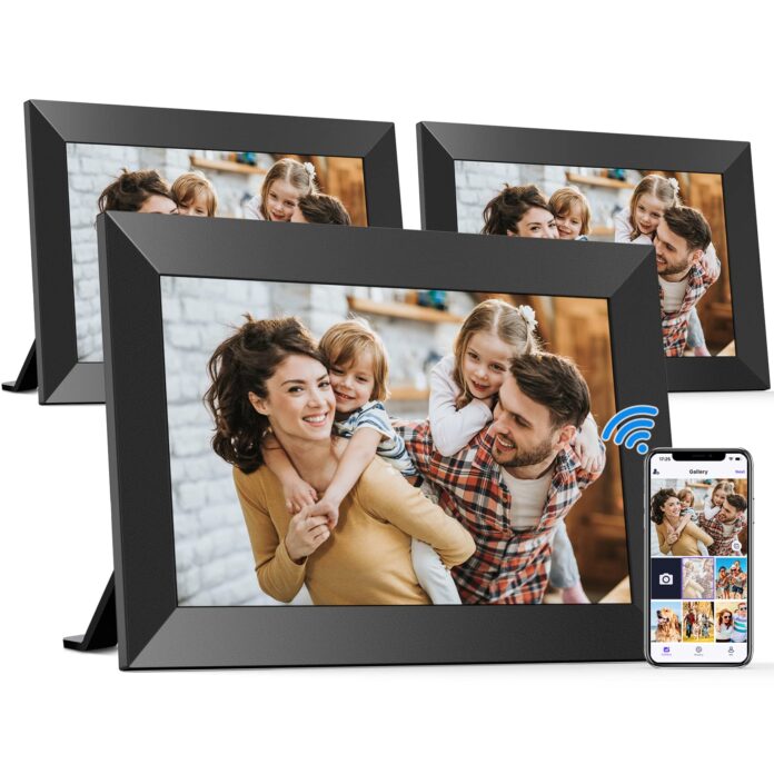 BIGASUO 10.1 Inch WiFi Digital Picture Frame, IPS HD Touch Screen Cloud Smart Photo Frames with Built-in 32GB Memory, Wall Mountable, Auto-Rotate, Share Photos Instantly from Anywhere