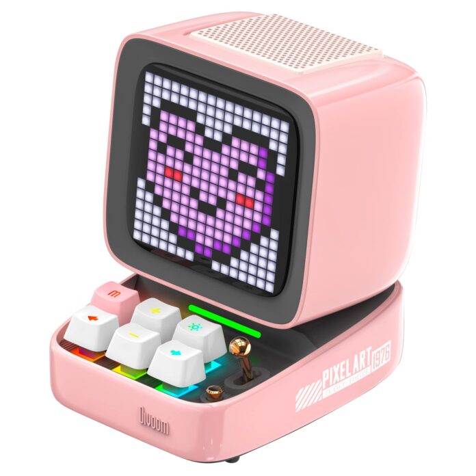 Divoom Ditoo Pixel Art Gaming Portable Bluetooth Speaker with App Controlled 16X16 LED Front Panel, Also a Smart Alarm (White)