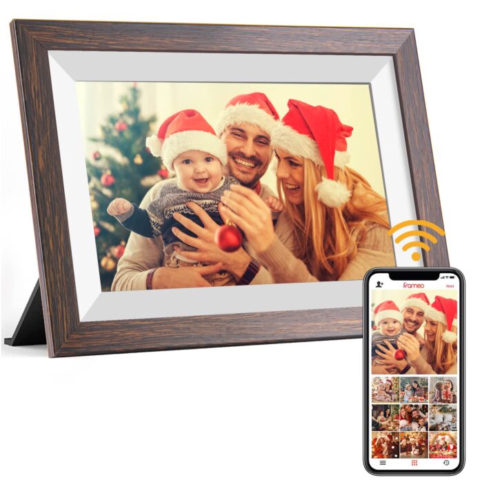 FRAMEO 10inch Digital Picture Frame WiFi Smart Photo Frame Electronic Digital Picture Frames Load from Phone1280x800 HD IPS Touch Screen,Automatic/Slideshow/Share Videos Photo-Black