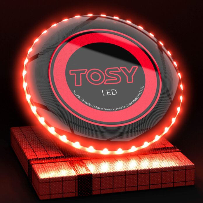 TOSY Flying Disc - 16 Million Color RGB or 36 LEDs, Extremely Bright, Smart Modes, Auto Light Up, Rechargeable, Cool Fun Christmas, Birthday & Camping Gift for Men/Boys/Teens/Kids, 175g Frisbee