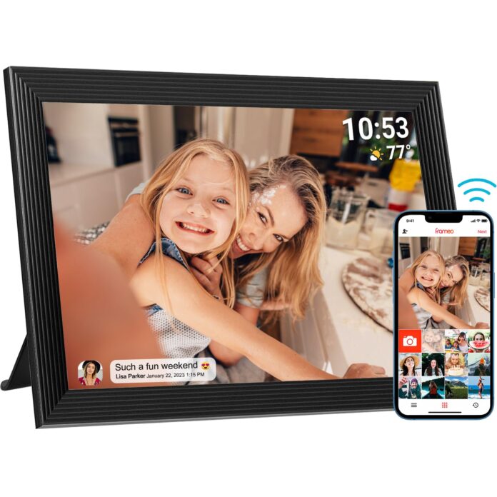 32GB 10.1 Inch WiFi Digital Picture Frame with 1280x800 HD IPS Touch Screen, Send Photo or Videos via App or Email,Support USB Drive/SD Card Extend Storage,Auto-Rotate,Wall Mountable