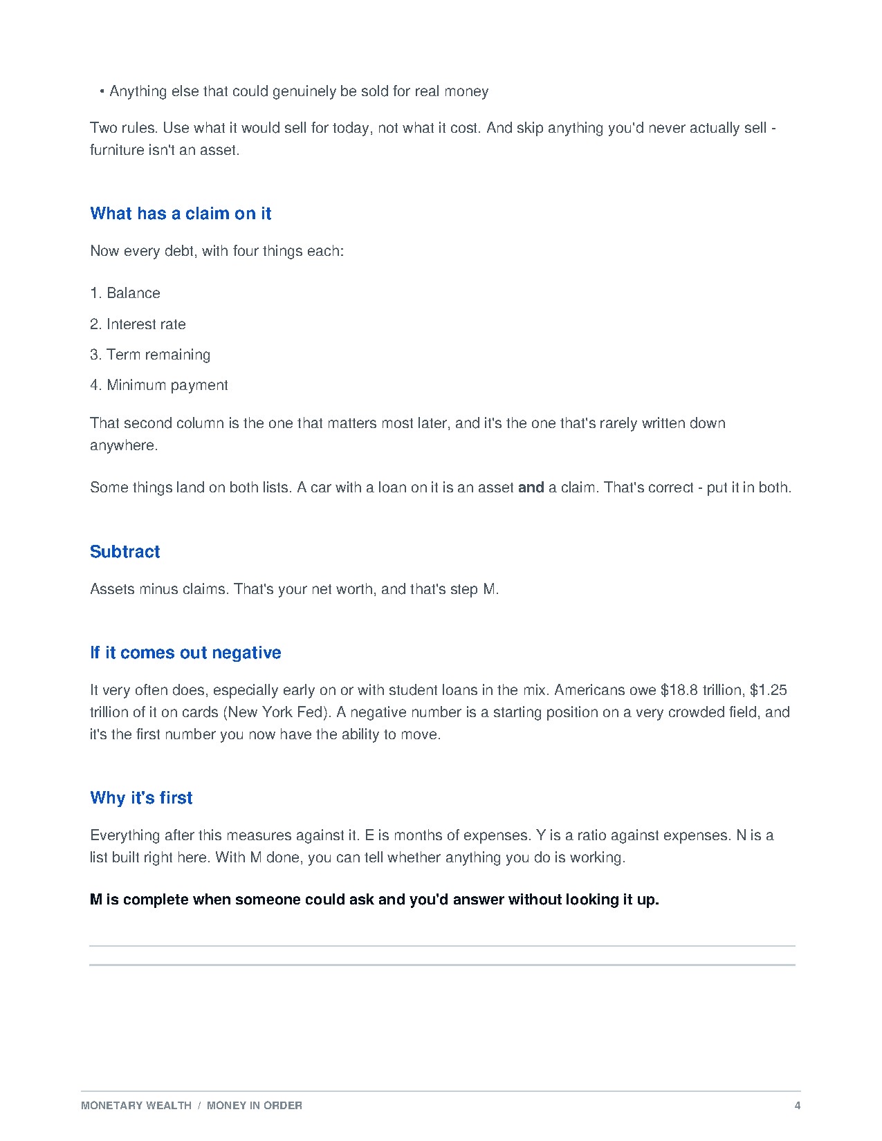 The Monetary Method interior page: the method